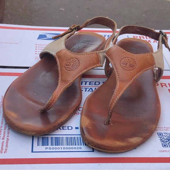 Timberland Earthkeepers Women’s Brown Leather Ankle Strap Thong Sandals Size 8M - Picture 8 of 13